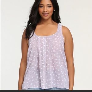 Torrid Purple & White Floral tulip Back Tank Top - Size 0X